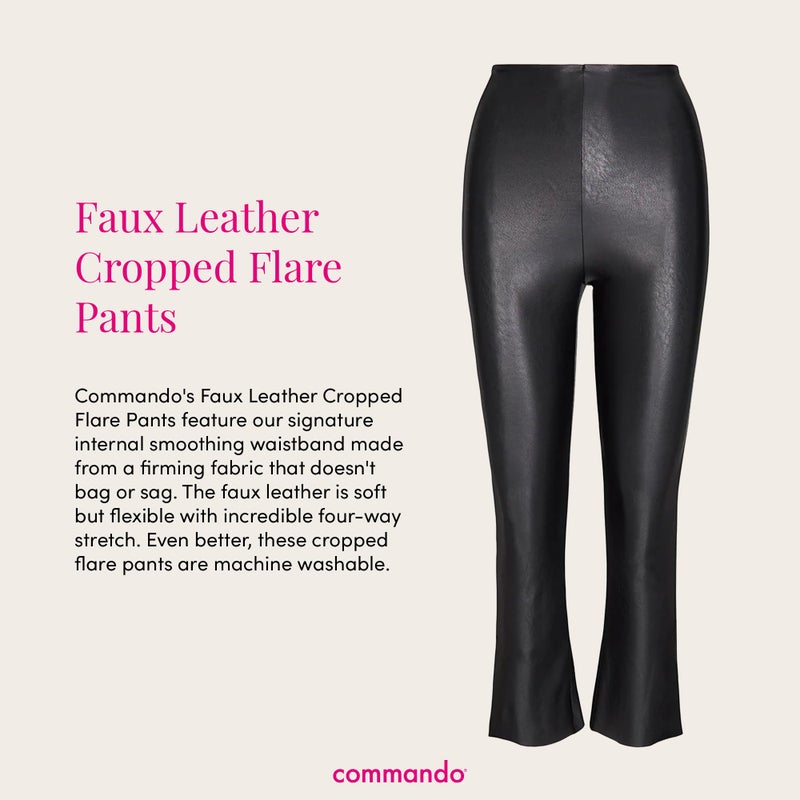 commando - Faux Leather Cropped Flare Leggings | High-Rise, Raw-Cut Hem | Sculpting Yet Flexible & Soft | Machine Washable | Black, M - Image 3